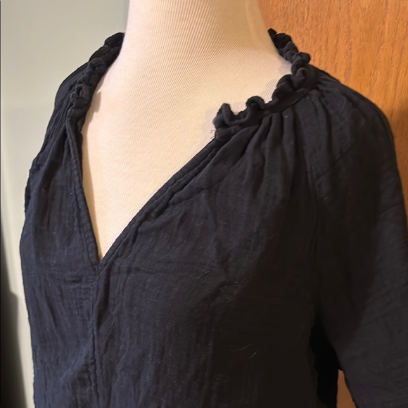 Old Navy Black Casual Midi Dress V-Neck Short Sleeve - Picture 3 of 4